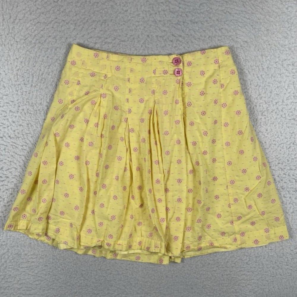 Lilly Pulitzer Skirt Womens 6 Yellow Eyelet Floral Vintage Wrap Preppy Cute
